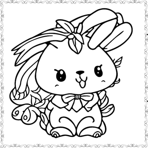 Kdp coloring book interior page rabbit