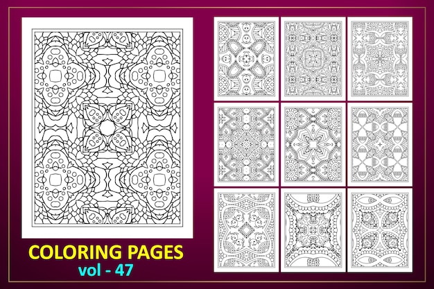 Kdp coloring page background mandala line art svg cut file