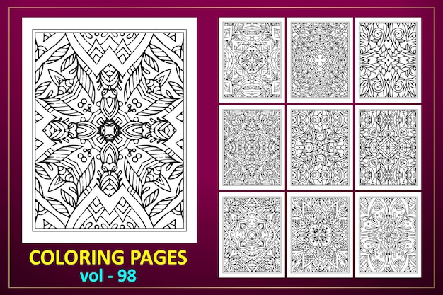 Pagina da colorare kdp interiormotivo floreale in bianco e nero per libro da colorare