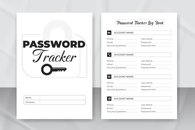 Kdp interior password tracker logobook o informazioni sul sito web e  modello di quaderno per tracker password