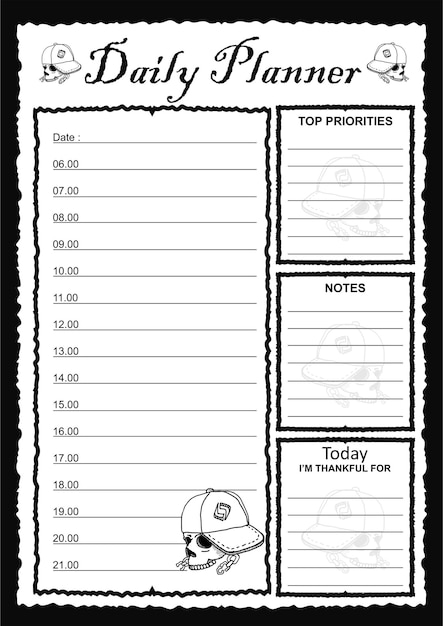 Kdp kids daily plan with raper skull illustration theme