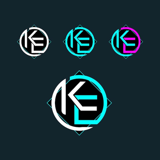 KE EK trendy letterlogo-ontwerp