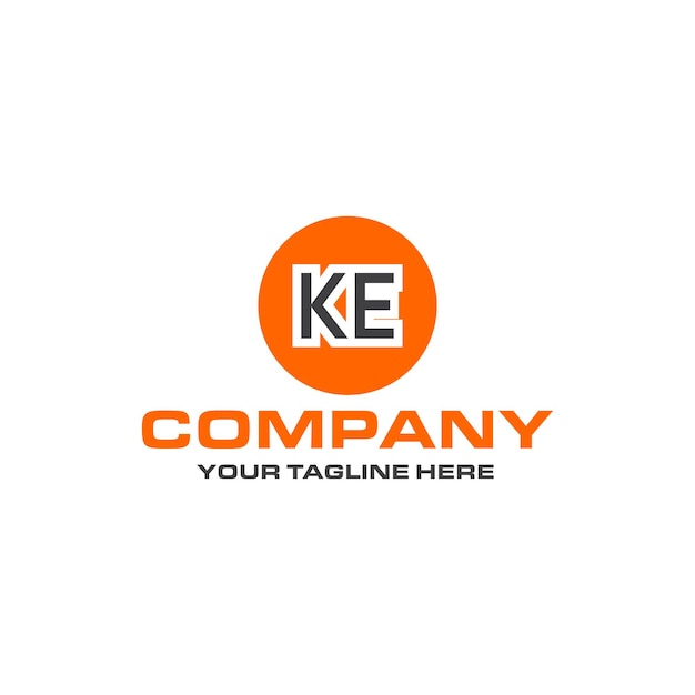 KE letter rounded shape logo design