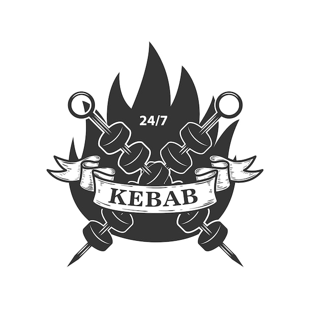 Kebab embleem sjabloon. Fast food. element voor logo, label, embleem, teken. beeld