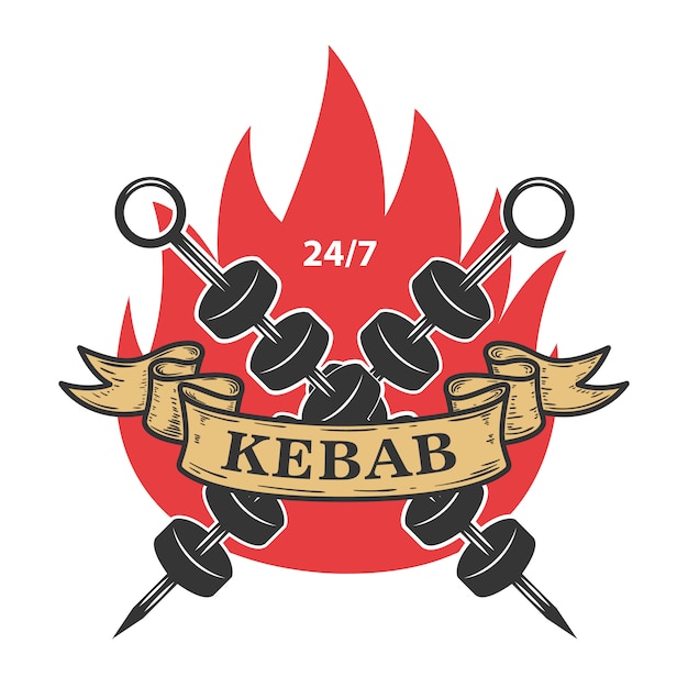 Kebab embleem sjabloon. fast food.