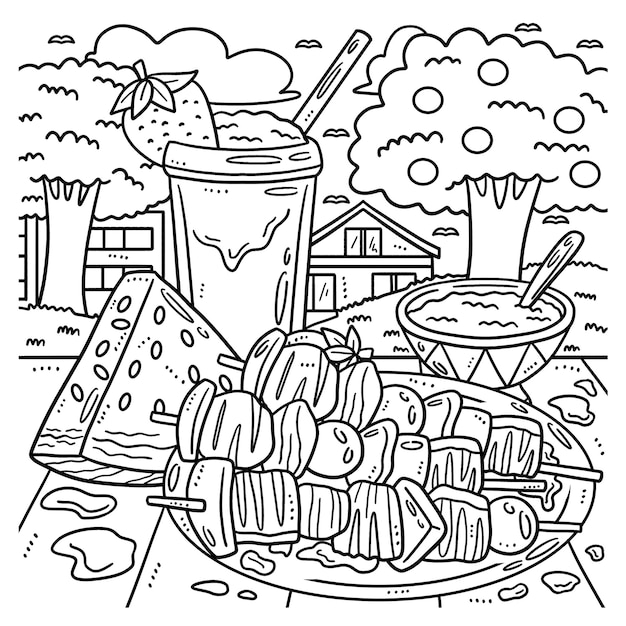 Kebab Isolated Coloring Page for Kids