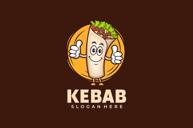 Kebab logo ontwerpsjabloon in mascottestijl