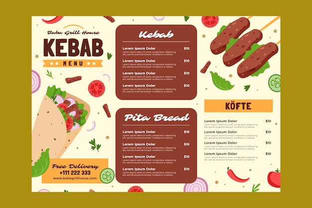 Kebab menu design template