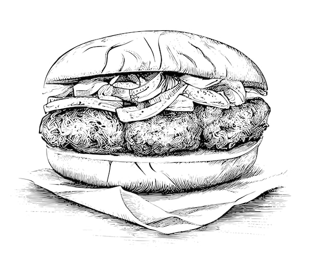 Vector kebab schets gegraveerd hand getrokken restaurant bedrijfsconcept vector illustratio