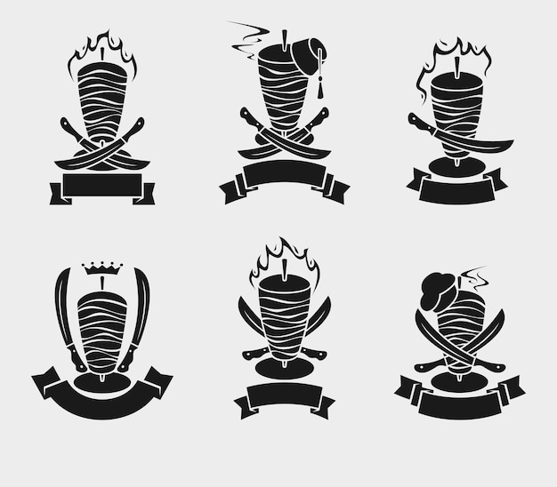 Kebab set. Collection icon kebabs. Vector