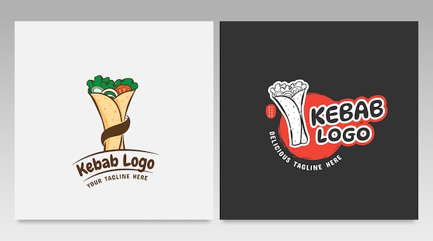 Kebab and shawarma logo design vector template Vector label Turkish and Arabian fast food