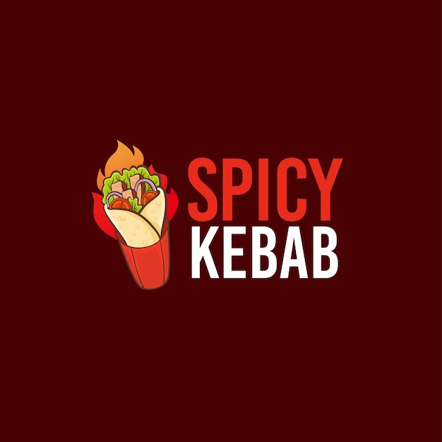 Vector kebab turkije logo sjabloon vector heet rood pittig vuur