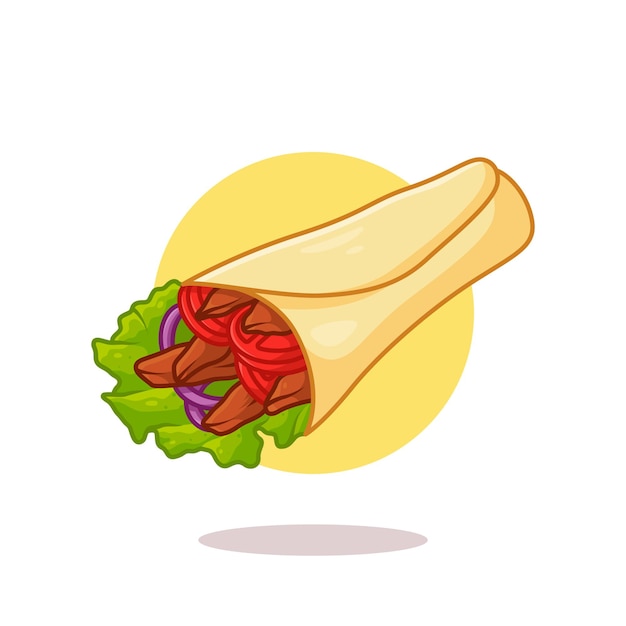 Kebab vector kunst illustratie op geïsoleerde object eenvoudig logo concept