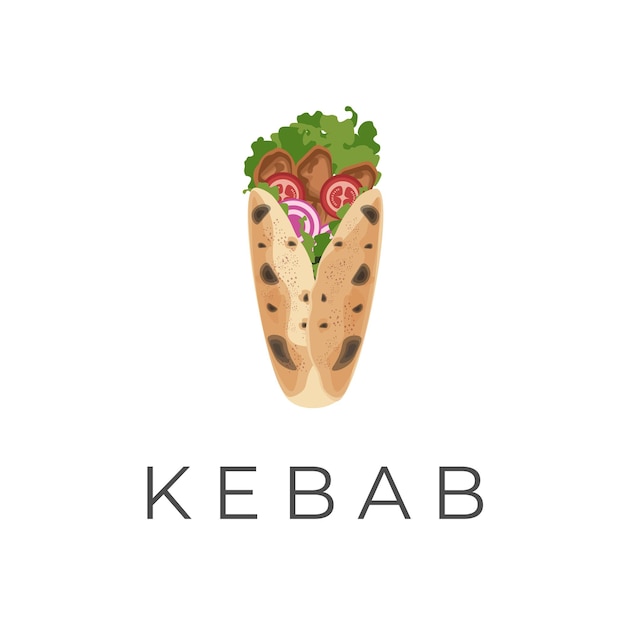 Vector kebab vlees lijntekeningen illustratie logo