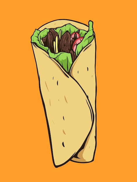 kebab voedsel vector gedetailleerde tekening