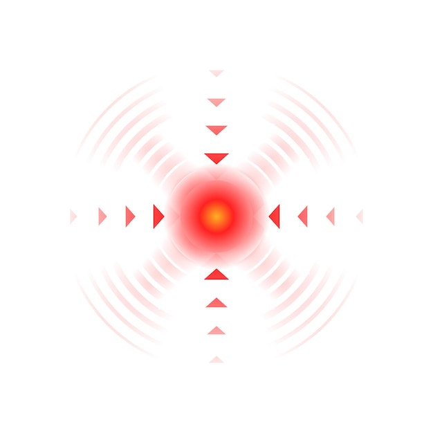 Vector keelpijn of gewrichtspijn doel rode cirkel vector pictogram pijn lokalisatie plek van pijnlijke pijn