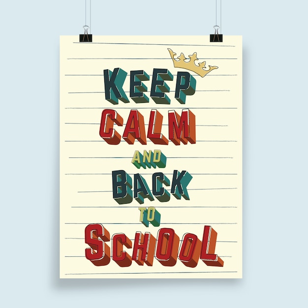 Tipografia keep calm e back to school per poster, flyer, copertina di brochure o altri prodotti di stampa. illustrazione