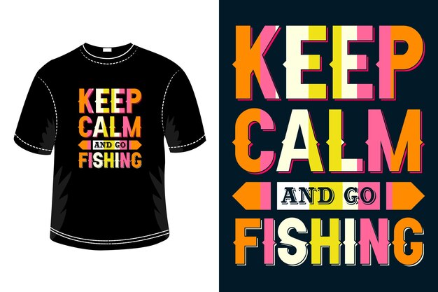 Mantieni la calma e vai a pescare tipografia t shirt design modello design amante della pesca