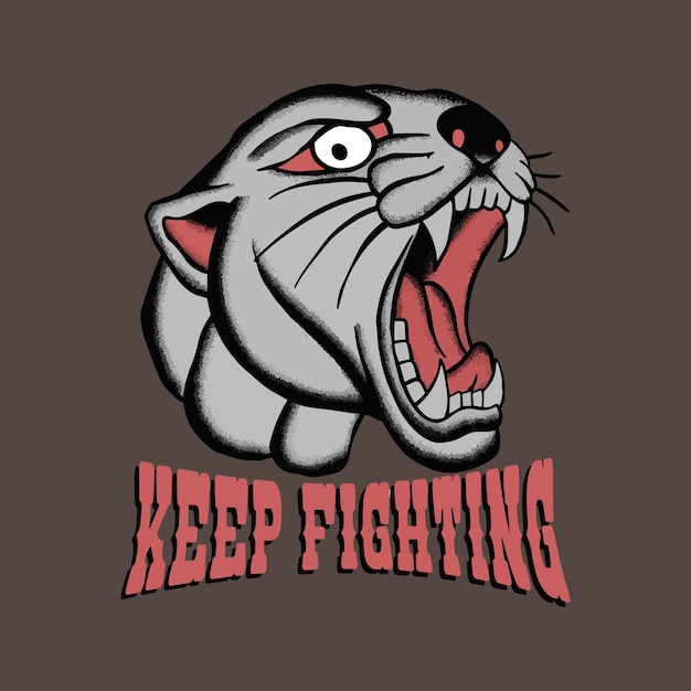 Keep fighting black panther doodle illustration for sticker tattoo poster tshirt design etc