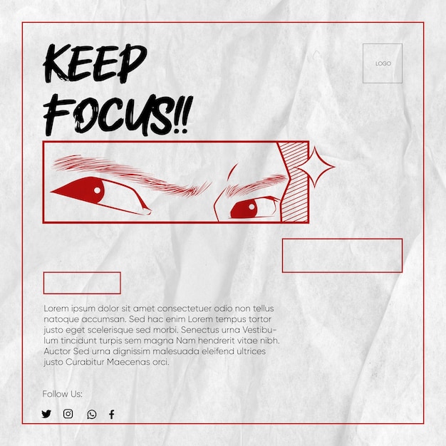 Keep focus comic style square social media template