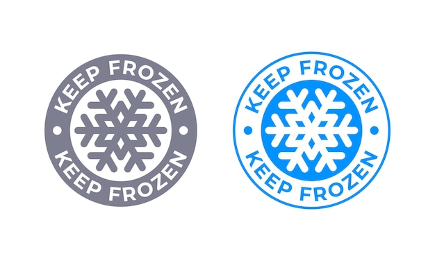 ベクトル 冷凍保存ベクトル食品製品パッケージ ラベル冷蔵庫スノーフレーク アイコンで冷凍保存