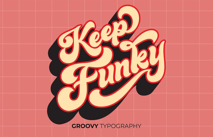 Vector keep funky groovy vector typography lettering