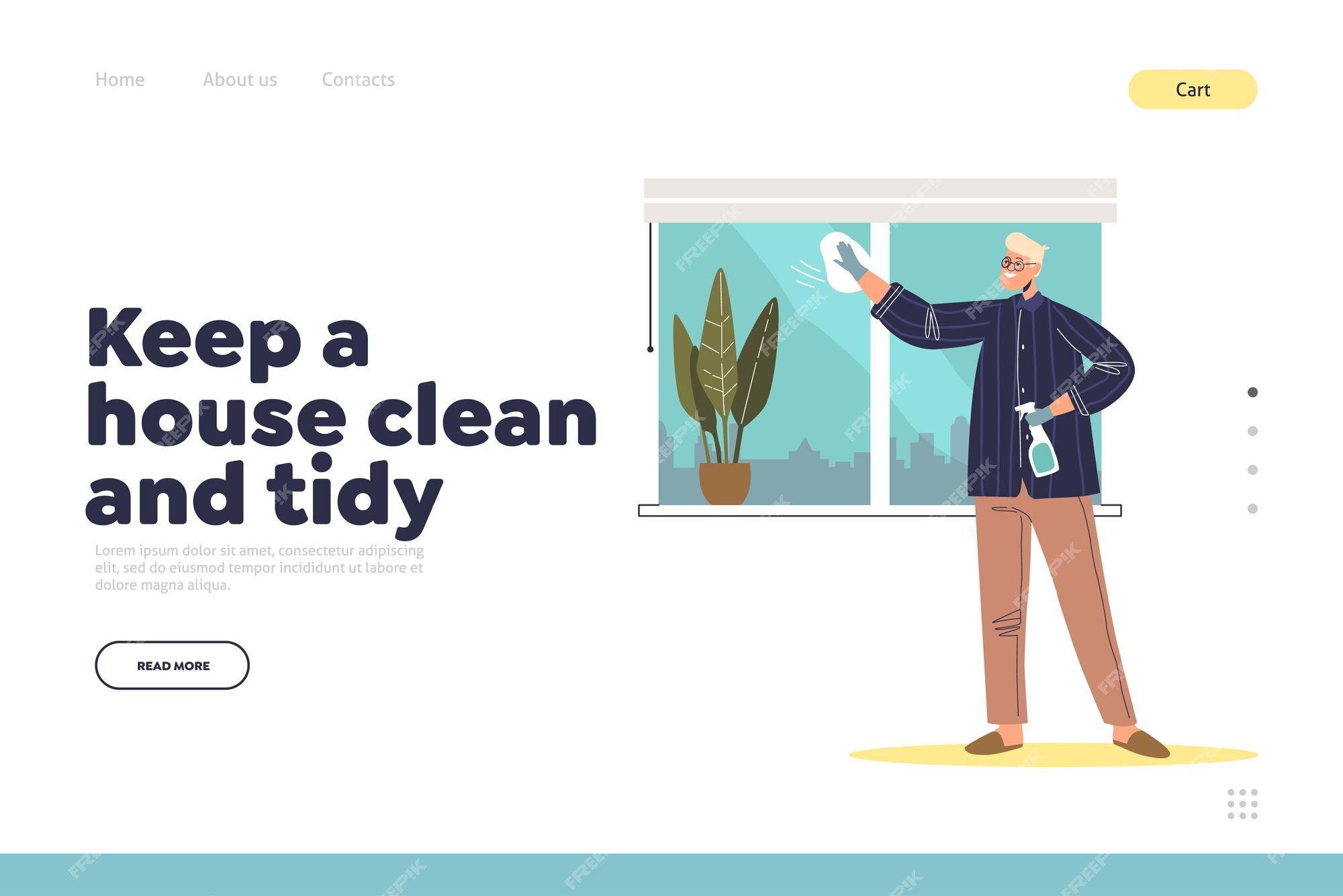 Premium Photo Man washing and cleaning window at home housework