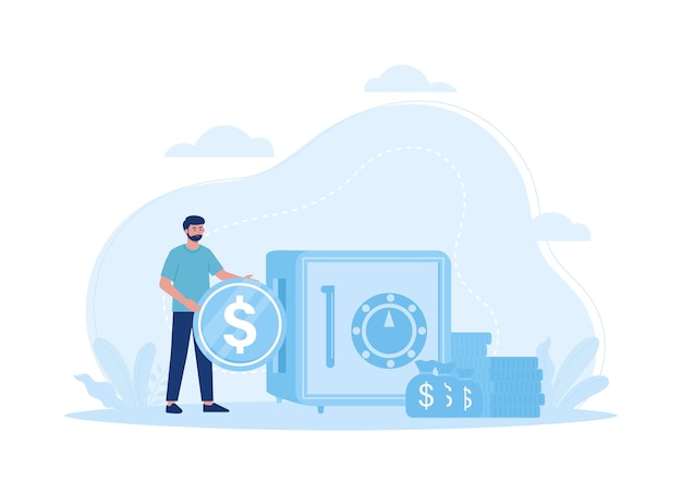 keep money in the safe trending concept flat illustration