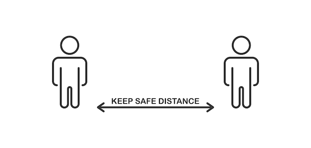 Mantieni l'icona della distanza di sicurezza desing del vettore di distanza sociale