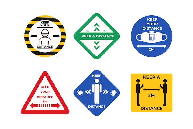 Vector keep your distance sign collection