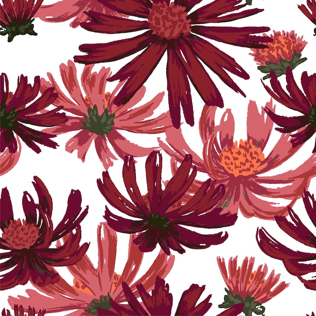 Kegelbloem of echinacea planten naadloos patroon. hand getekend vectorillustratie. wilde bloemen botanische sieraad. vintage design voor achtergrond, textiel, behang.