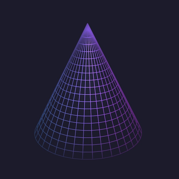 Kegelvorm figuur laag poly neon geometrische vorm