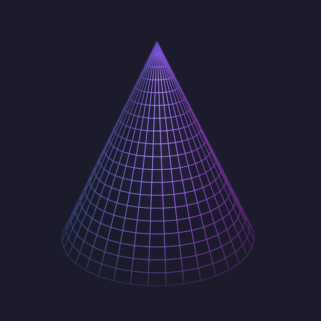 Vector kegelvorm figuur laag poly neon geometrische vorm