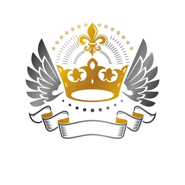 Keizerskroon embleem. Heraldische wapenschild, vintage vector logo. Antieke logo geïsoleerd op een witte achtergrond.
