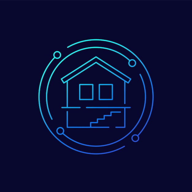 kelder icoon met een huis lineair ontwerp