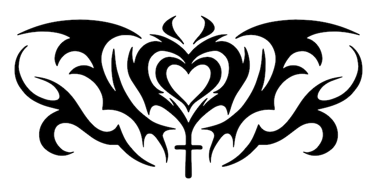 Keltisch hartpatroon. Oosterse tatoeage voor de onderrug. Overdraagbare tijdelijke tattoo voor meisjes