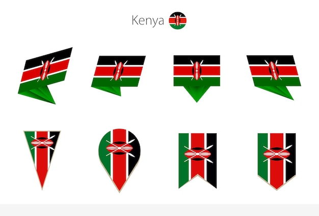 Kenia nationale vlag collectie acht versies van Kenia vector vlaggen