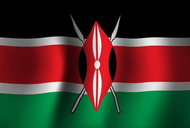 Kenia vlag achtergrond zwaaien 3d nationale banner behang