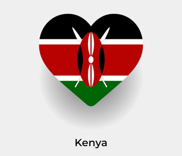 Kenia vlag hart vorm pictogram vectorillustratie