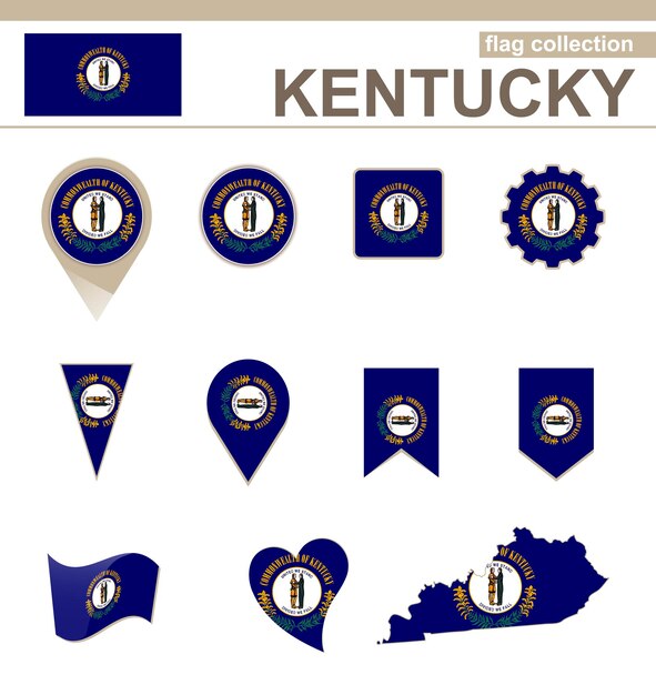 Vector kentucky flag collection, usa state, 12 versions