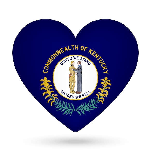 Kentucky flag in heart shape Vector illustration