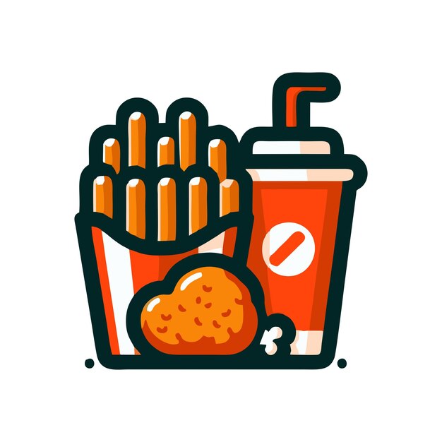 kentucky potato and chicken fast food flat vector design