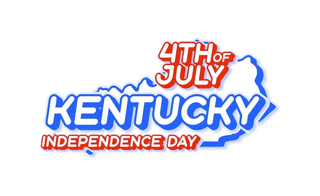 Kentucky state 4th of july independence day with map and usa national color 3d shape of us