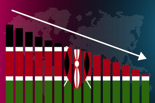 Kenya bar chart graph decreasing values crisis and downgrade news banner fail and decrease