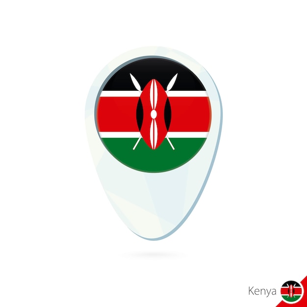 Kenya flag location map pin icon on white background