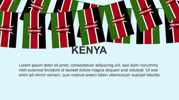 Bandiere del kenya appese a una celebrazione della corda e al concetto di saluto del giorno dell'indipendenza