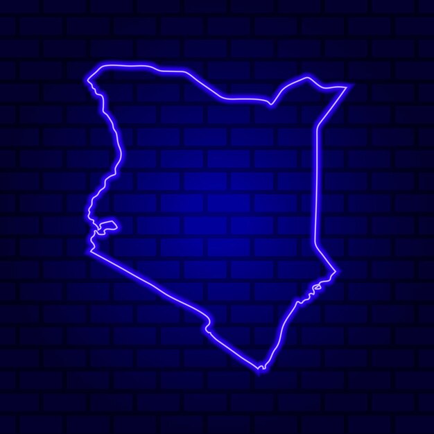 Кения светящаяся неоновая вывеска на фоне кирпичной стены