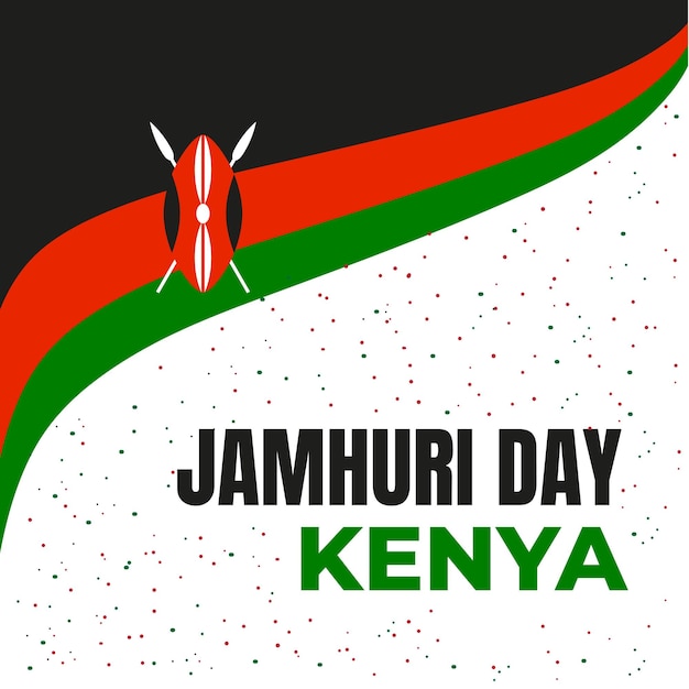 Vettore bandiera di celebrazione del kenya jamhuri day e illustrazione del concetto di festa dell'indipendenza del kenya