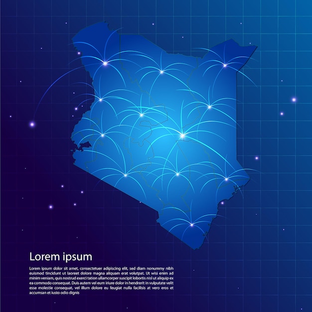 Vettore mappa della rete internet del kenya