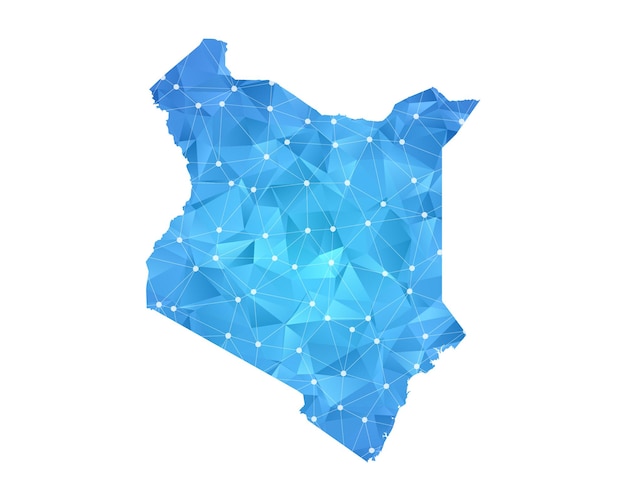 Kenya map line dots polygonal abstract geometric.